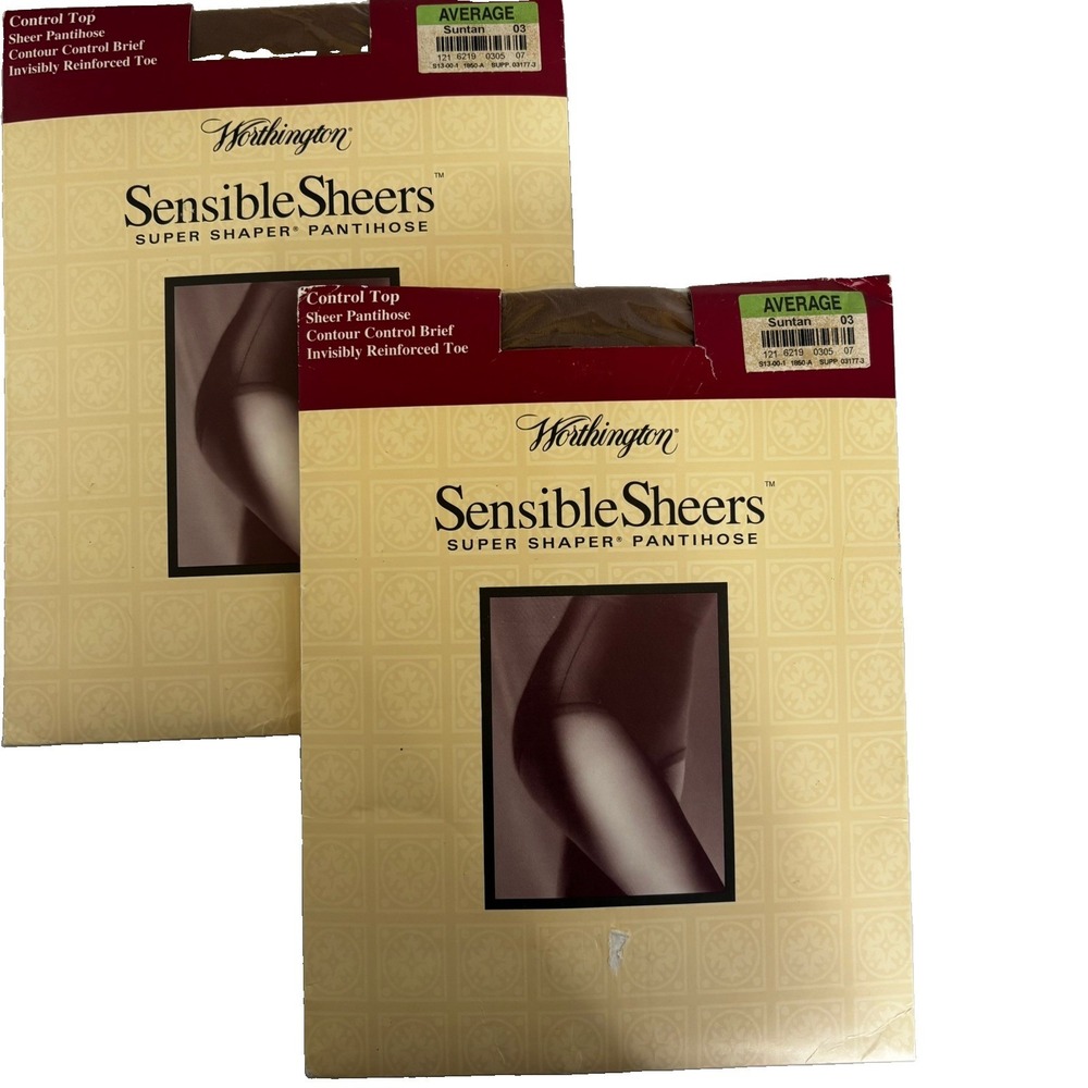 Vtg Worthington Sensible Sheer Super Shaper Pantyhose New Suntan Average (Lo2)
